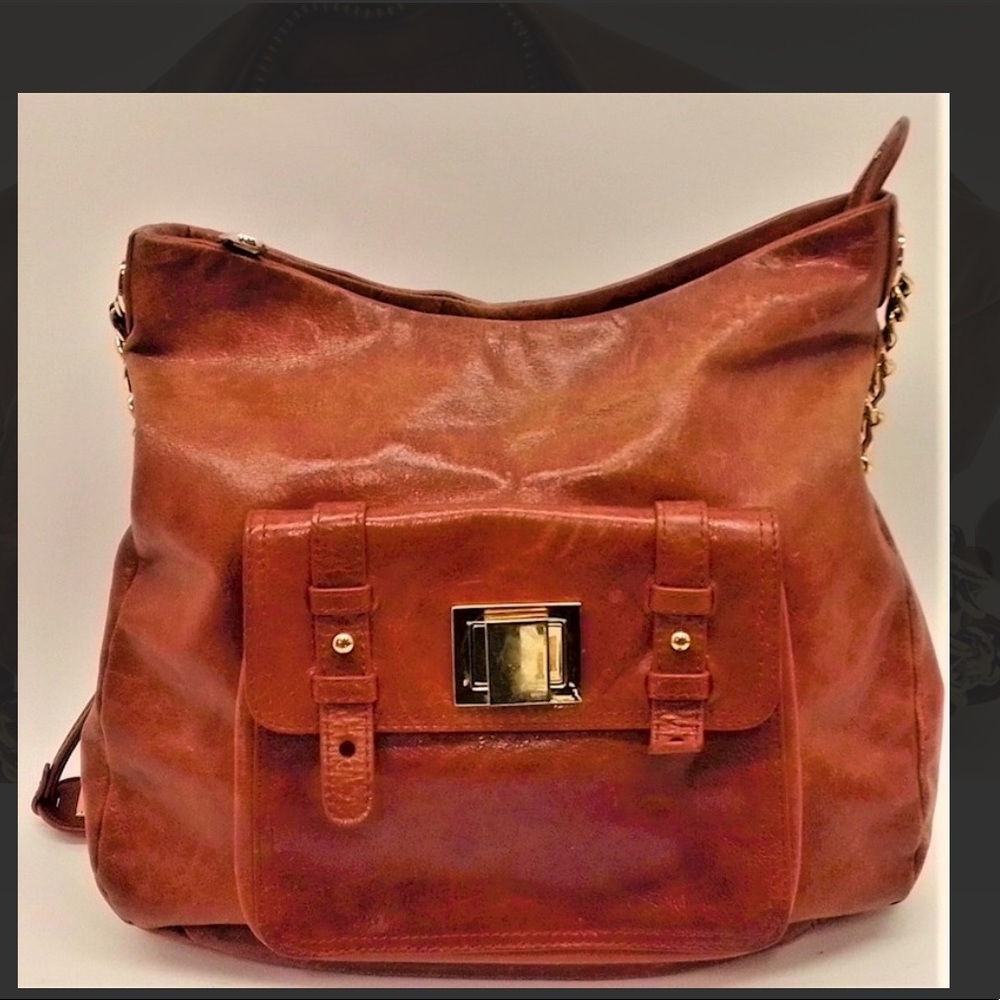 Badgley Mischka Cognac Leather Bag